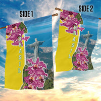 Brazil Cattleya Labiata Garden Flag Christ The Redeemer And Flag Color Style - Wonder Print Shop