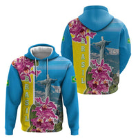 Brazil Cattleya Labiata Hoodie Christ The Redeemer And Flag Color Style - Wonder Print Shop