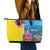 Brazil Cattleya Labiata Leather Tote Bag Christ The Redeemer And Flag Color Style - Wonder Print Shop