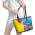 Brazil Cattleya Labiata Leather Tote Bag Christ The Redeemer And Flag Color Style - Wonder Print Shop