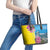Brazil Cattleya Labiata Leather Tote Bag Christ The Redeemer And Flag Color Style - Wonder Print Shop