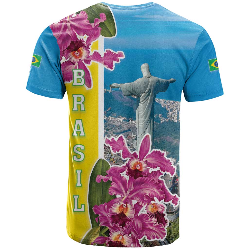 Brazil Cattleya Labiata T Shirt Christ The Redeemer And Flag Color Style - Wonder Print Shop