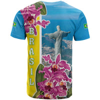 Brazil Cattleya Labiata T Shirt Christ The Redeemer And Flag Color Style - Wonder Print Shop