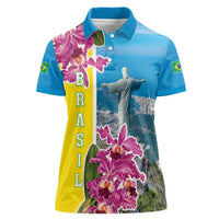 Brazil Cattleya Labiata Women Polo Shirt Christ The Redeemer And Flag Color Style - Wonder Print Shop