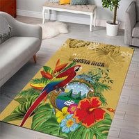 Costa Rica Independence Day Area Rug Scarlet Macaw Parrot Tropical Flowers - Wonder Print Shop