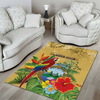 Costa Rica Independence Day Area Rug Scarlet Macaw Parrot Tropical Flowers - Wonder Print Shop