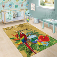 Costa Rica Independence Day Area Rug Scarlet Macaw Parrot Tropical Flowers - Wonder Print Shop