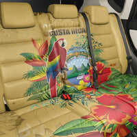 Costa Rica Independence Day Back Car Seat Cover Scarlet Macaw Parrot Tropical Flowers - Wonder Print Shop