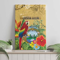 Costa Rica Independence Day Canvas Wall Art Scarlet Macaw Parrot Tropical Flowers - Wonder Print Shop