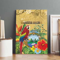 Costa Rica Independence Day Canvas Wall Art Scarlet Macaw Parrot Tropical Flowers - Wonder Print Shop