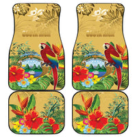 Costa Rica Independence Day Car Mats Scarlet Macaw Parrot Tropical Flowers - Wonder Print Shop