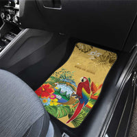 Costa Rica Independence Day Car Mats Scarlet Macaw Parrot Tropical Flowers - Wonder Print Shop