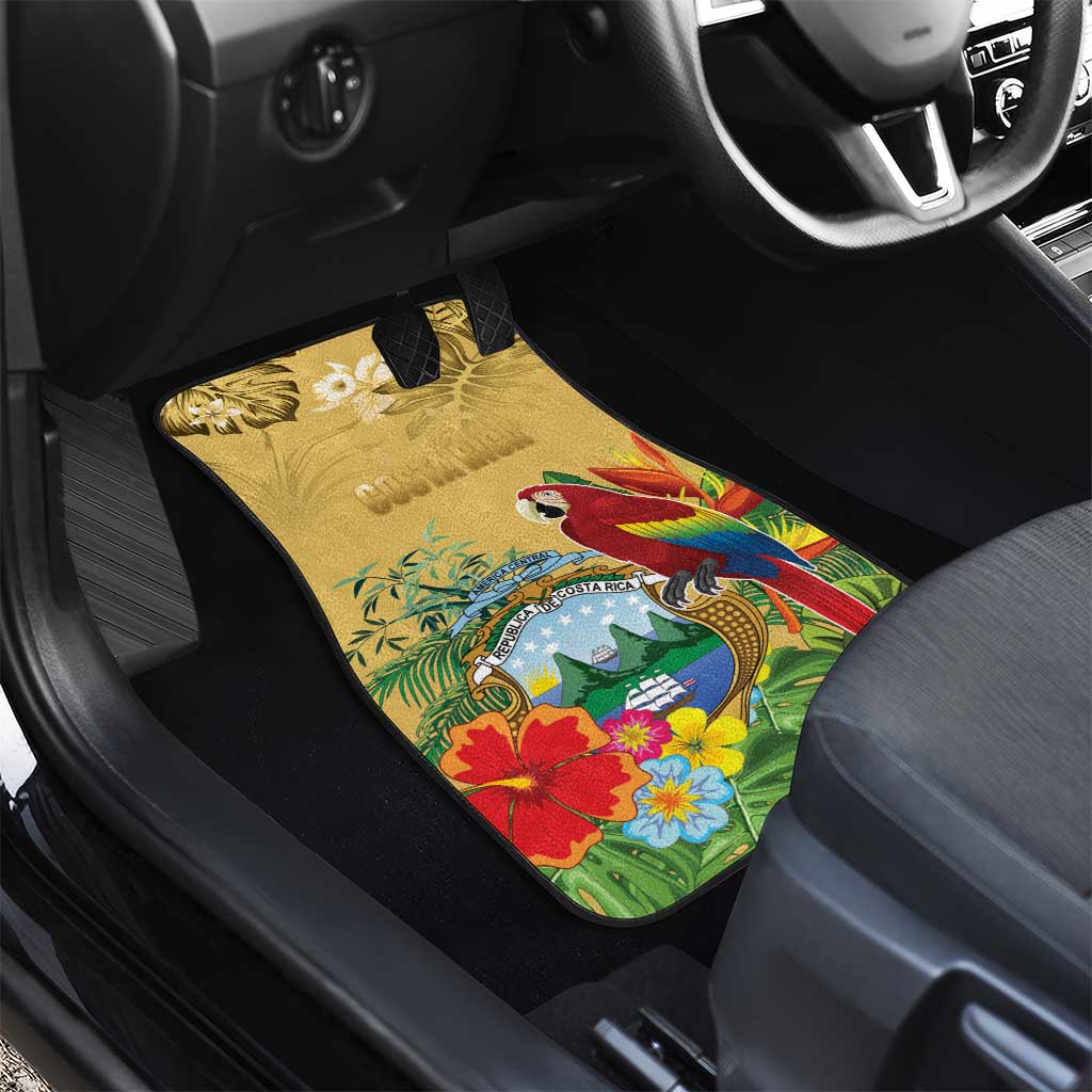 Costa Rica Independence Day Car Mats Scarlet Macaw Parrot Tropical Flowers - Wonder Print Shop