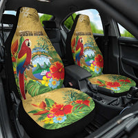 Costa Rica Independence Day Car Seat Cover Scarlet Macaw Parrot Tropical Flowers - Wonder Print Shop