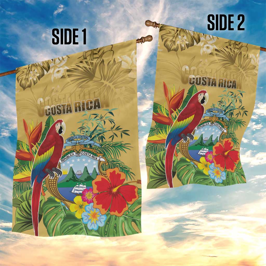Costa Rica Independence Day Garden Flag Scarlet Macaw Parrot Tropical Flowers - Wonder Print Shop