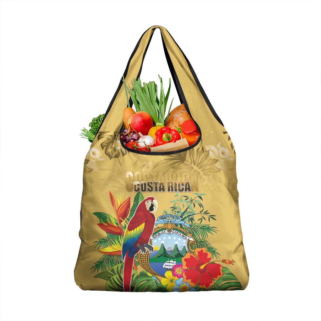Costa Rica Independence Day Grocery Bag Scarlet Macaw Parrot Tropical Flowers - Wonder Print Shop