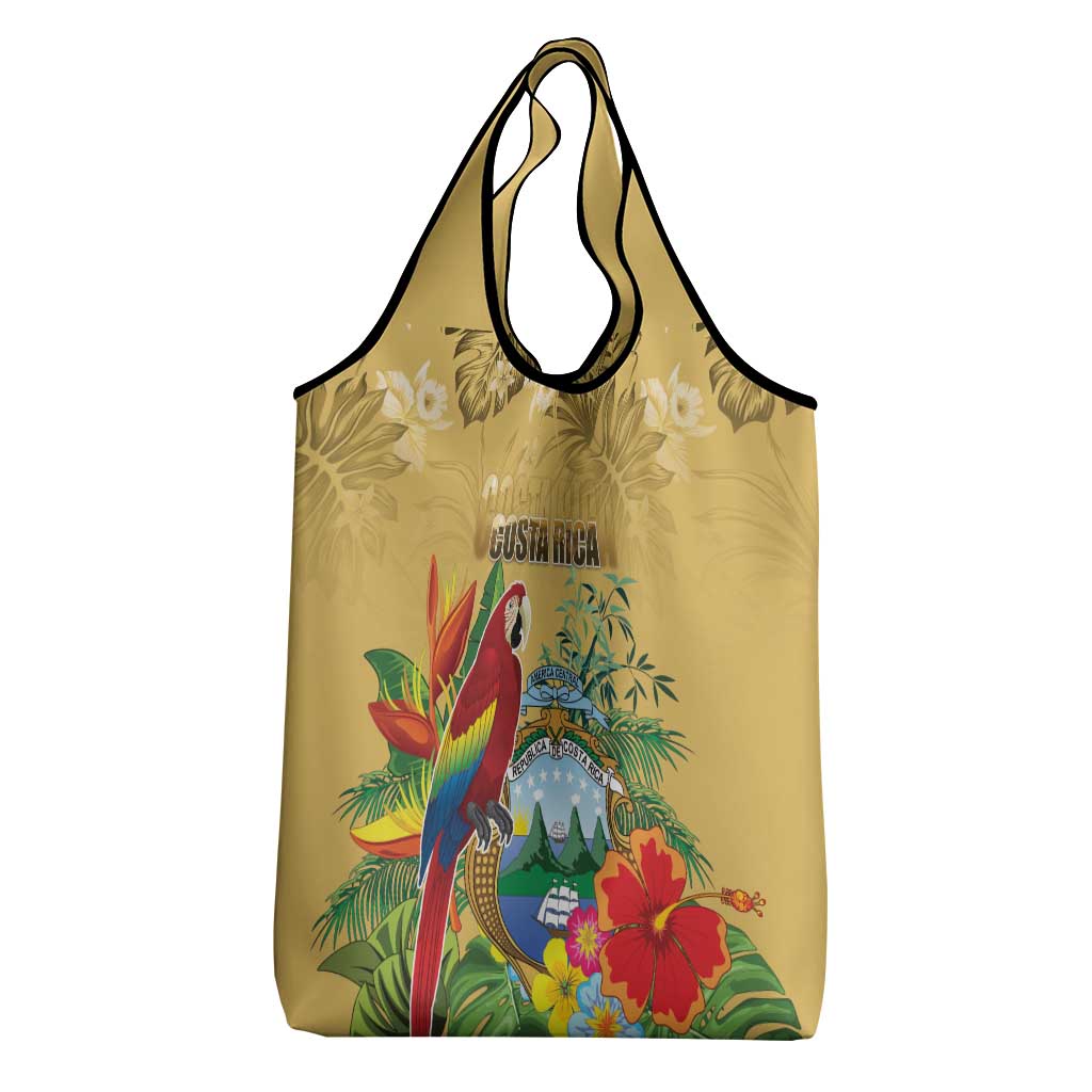 Costa Rica Independence Day Grocery Bag Scarlet Macaw Parrot Tropical Flowers - Wonder Print Shop