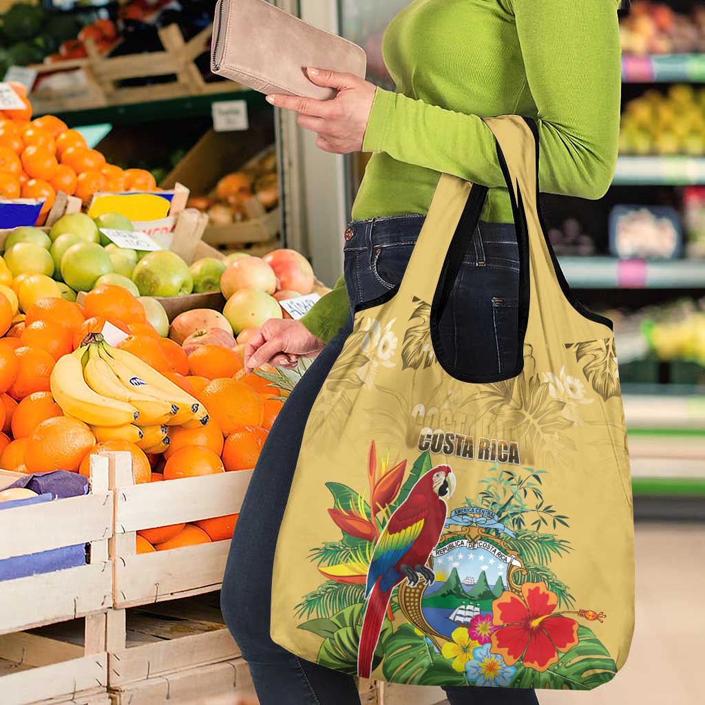 Costa Rica Independence Day Grocery Bag Scarlet Macaw Parrot Tropical Flowers - Wonder Print Shop