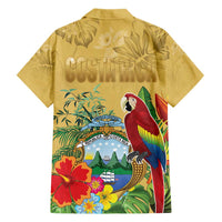 Costa Rica Independence Day Hawaiian Shirt Scarlet Macaw Parrot Tropical Flowers - Wonder Print Shop