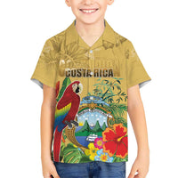 Costa Rica Independence Day Hawaiian Shirt Scarlet Macaw Parrot Tropical Flowers - Wonder Print Shop