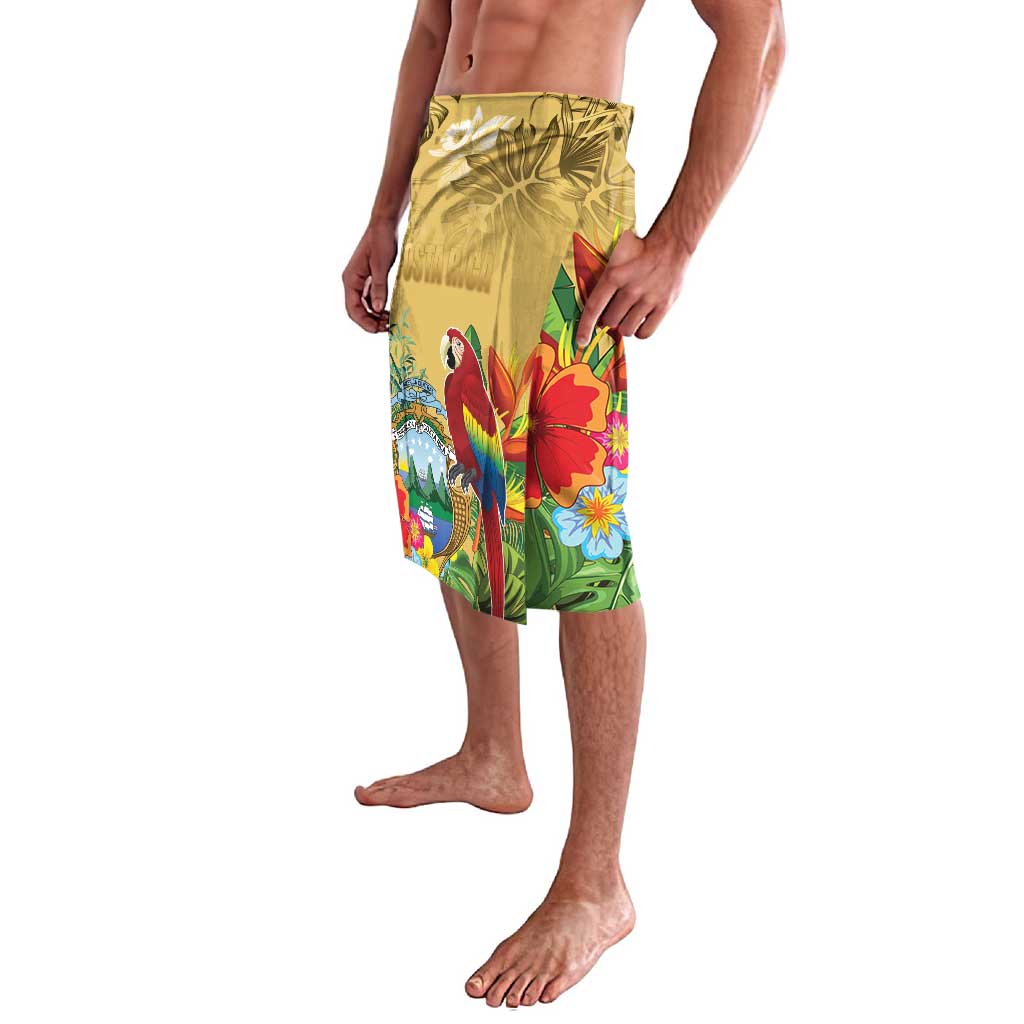 Costa Rica Independence Day Lavalava Scarlet Macaw Parrot Tropical Flowers - Wonder Print Shop