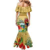 Costa Rica Independence Day Mermaid Dress Scarlet Macaw Parrot Tropical Flowers - Wonder Print Shop