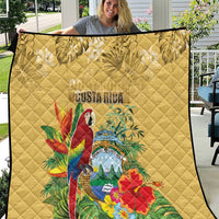 Costa Rica Independence Day Quilt Scarlet Macaw Parrot Tropical Flowers - Wonder Print Shop