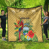 Costa Rica Independence Day Quilt Scarlet Macaw Parrot Tropical Flowers - Wonder Print Shop
