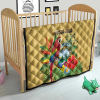 Costa Rica Independence Day Quilt Scarlet Macaw Parrot Tropical Flowers - Wonder Print Shop