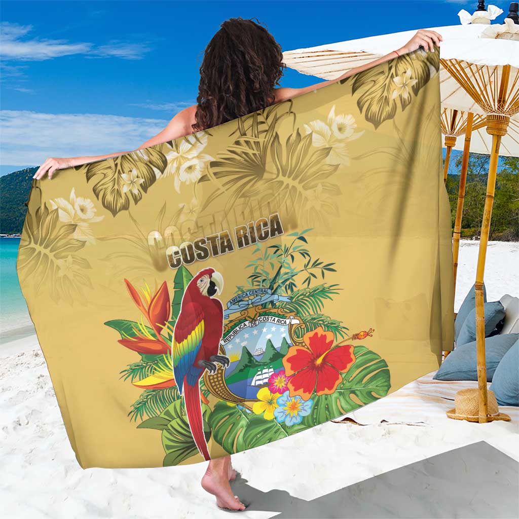 Costa Rica Independence Day Sarong Scarlet Macaw Parrot Tropical Flowers - Wonder Print Shop