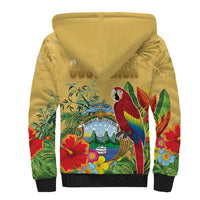 Costa Rica Independence Day Sherpa Hoodie Scarlet Macaw Parrot Tropical Flowers - Wonder Print Shop