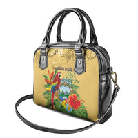 Costa Rica Independence Day Shoulder Handbag Scarlet Macaw Parrot Tropical Flowers - Wonder Print Shop
