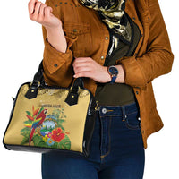 Costa Rica Independence Day Shoulder Handbag Scarlet Macaw Parrot Tropical Flowers - Wonder Print Shop