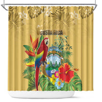 Costa Rica Independence Day Shower Curtain Scarlet Macaw Parrot Tropical Flowers - Wonder Print Shop