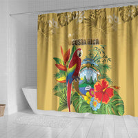Costa Rica Independence Day Shower Curtain Scarlet Macaw Parrot Tropical Flowers - Wonder Print Shop