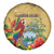 Costa Rica Independence Day Spare Tire Cover Scarlet Macaw Parrot Tropical Flowers - Wonder Print Shop