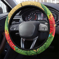 Costa Rica Independence Day Steering Wheel Cover Scarlet Macaw Parrot Tropical Flowers - Wonder Print Shop