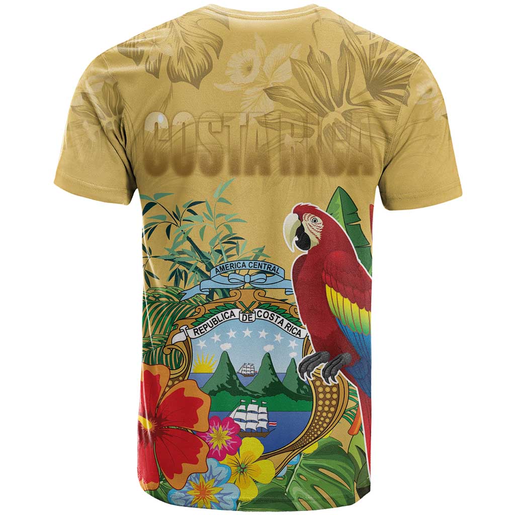 Costa Rica Independence Day T Shirt Scarlet Macaw Parrot Tropical Flowers - Wonder Print Shop
