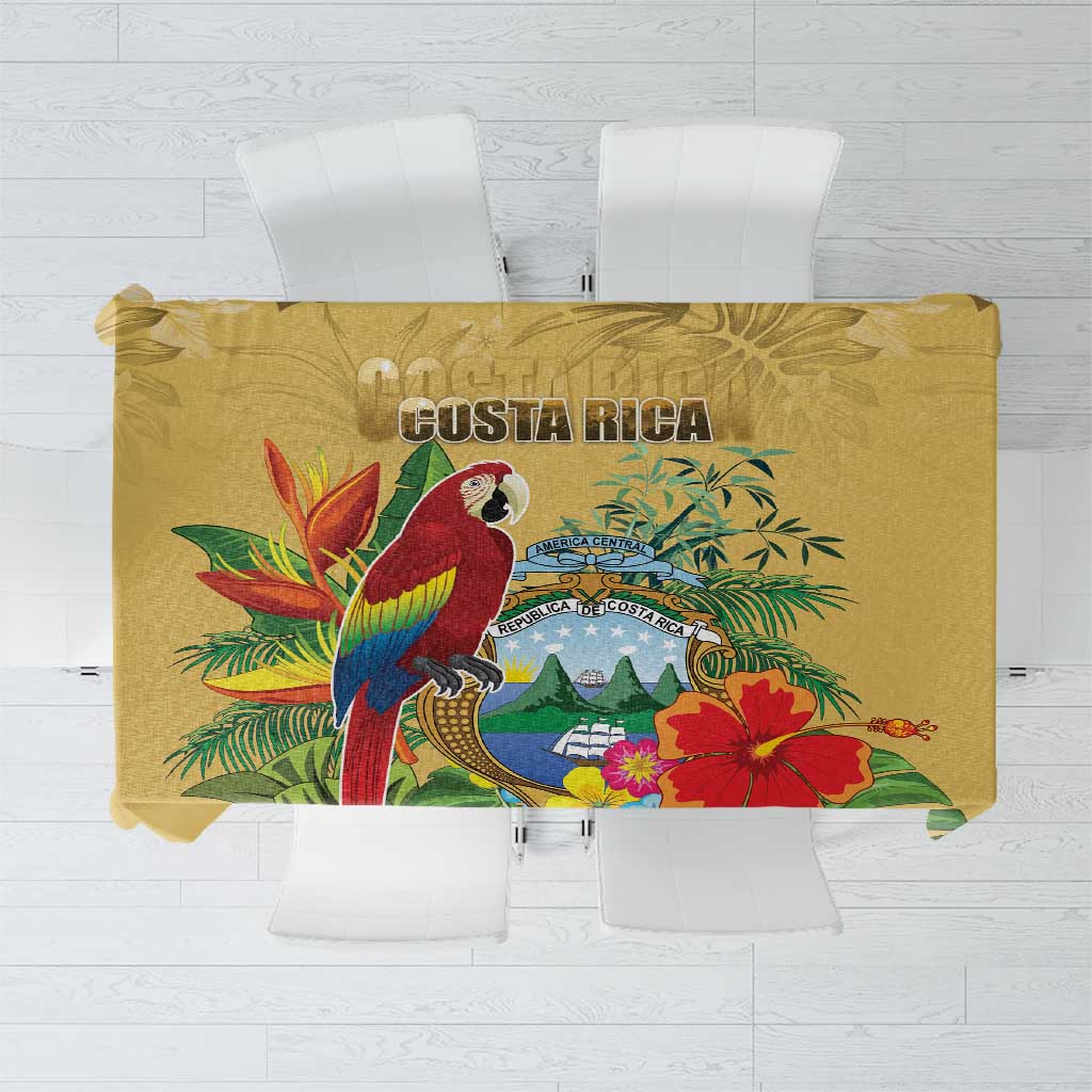 Costa Rica Independence Day Tablecloth Scarlet Macaw Parrot Tropical Flowers - Wonder Print Shop