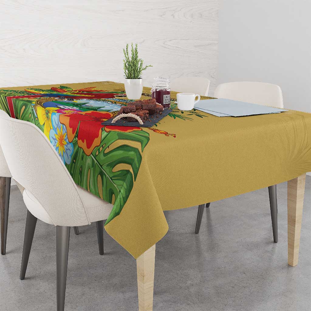 Costa Rica Independence Day Tablecloth Scarlet Macaw Parrot Tropical Flowers - Wonder Print Shop