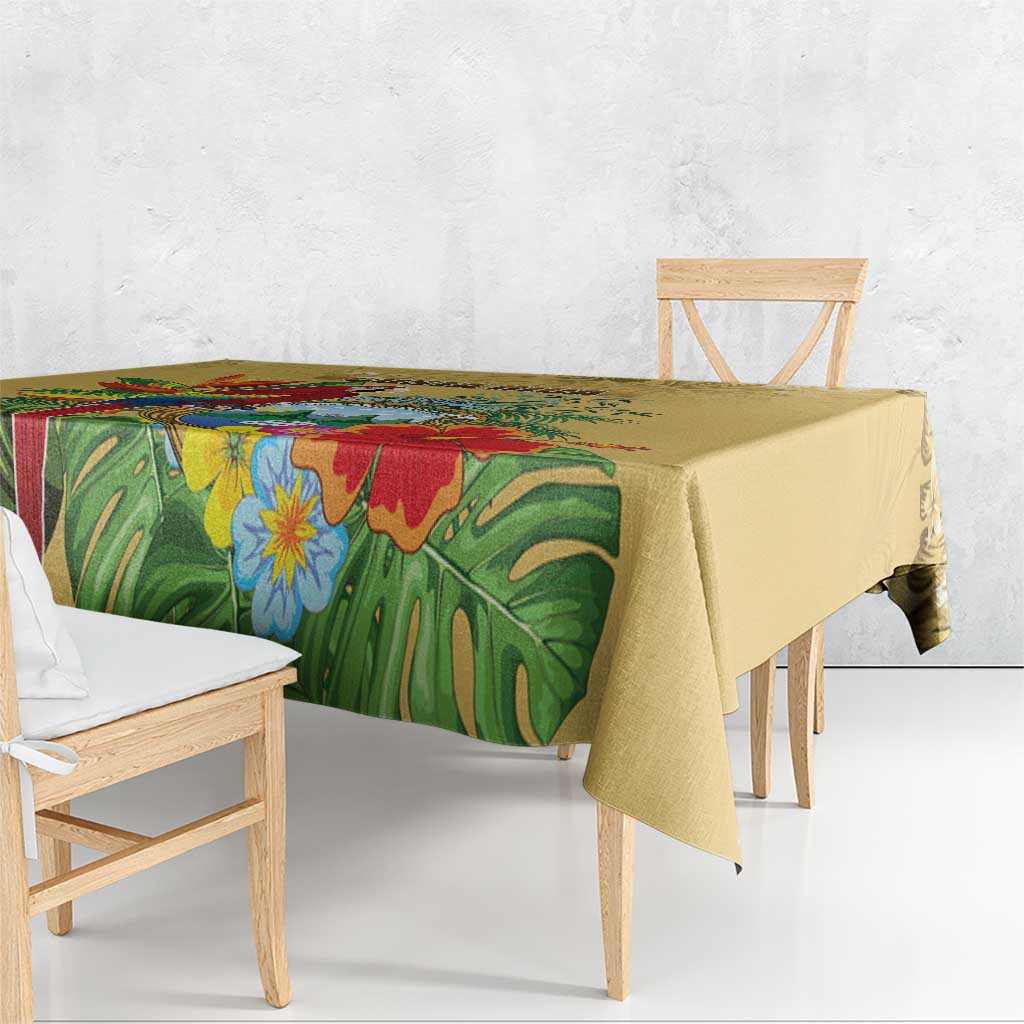 Costa Rica Independence Day Tablecloth Scarlet Macaw Parrot Tropical Flowers - Wonder Print Shop