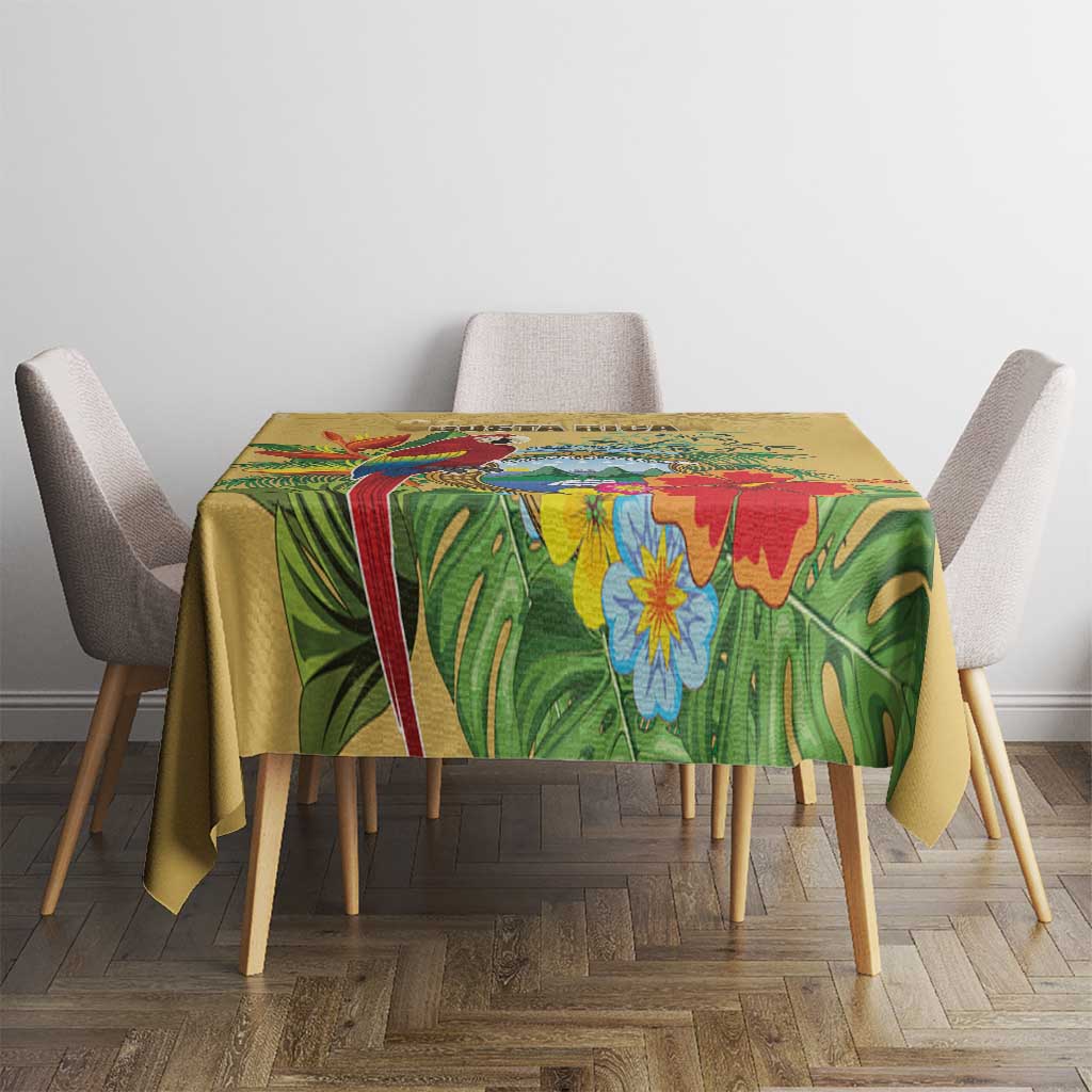 Costa Rica Independence Day Tablecloth Scarlet Macaw Parrot Tropical Flowers - Wonder Print Shop