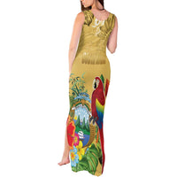 Costa Rica Independence Day Tank Maxi Dress Scarlet Macaw Parrot Tropical Flowers - Wonder Print Shop