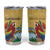 Costa Rica Independence Day Tumbler Cup Scarlet Macaw Parrot Tropical Flowers - Wonder Print Shop