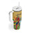 Costa Rica Independence Day Tumbler With Handle Scarlet Macaw Parrot Tropical Flowers - Wonder Print Shop