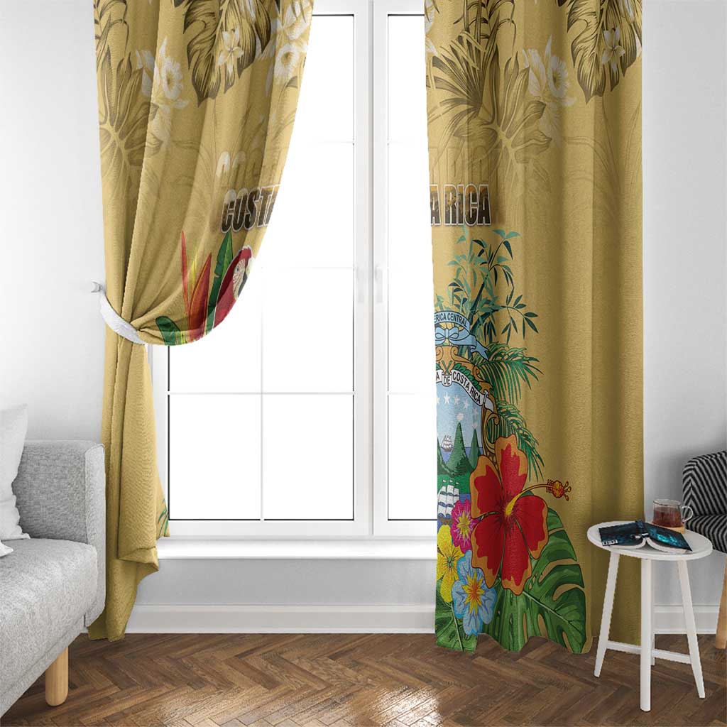 Costa Rica Independence Day Window Curtain Scarlet Macaw Parrot Tropical Flowers - Wonder Print Shop
