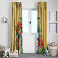 Costa Rica Independence Day Window Curtain Scarlet Macaw Parrot Tropical Flowers - Wonder Print Shop