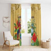 Costa Rica Independence Day Window Curtain Scarlet Macaw Parrot Tropical Flowers - Wonder Print Shop