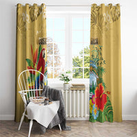 Costa Rica Independence Day Window Curtain Scarlet Macaw Parrot Tropical Flowers - Wonder Print Shop