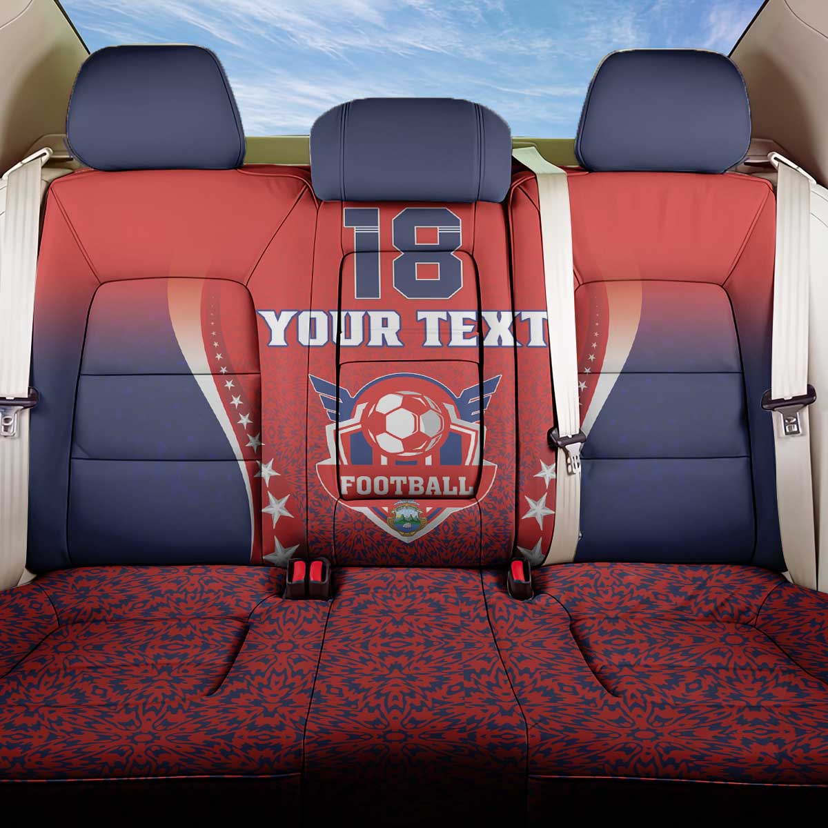 Custom Costa Rica Football Back Car Seat Cover Los Ticos Sporty Style - Wonder Print Shop